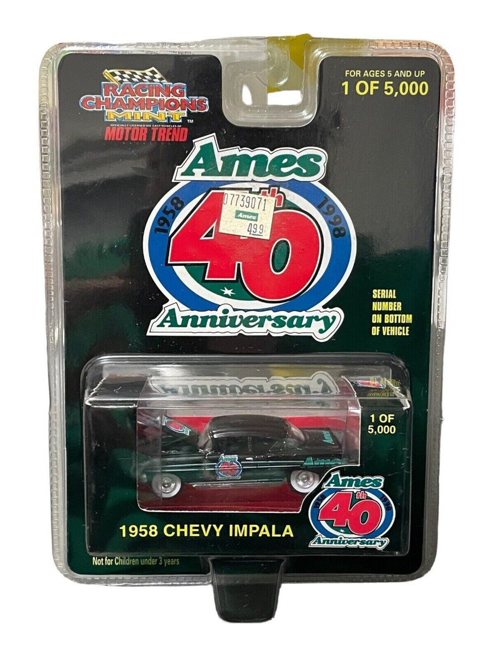 1958 Chevy Impala Racing Champions Mint Ames 40TH Anniv. 1/64 Diecast 1 of 5000